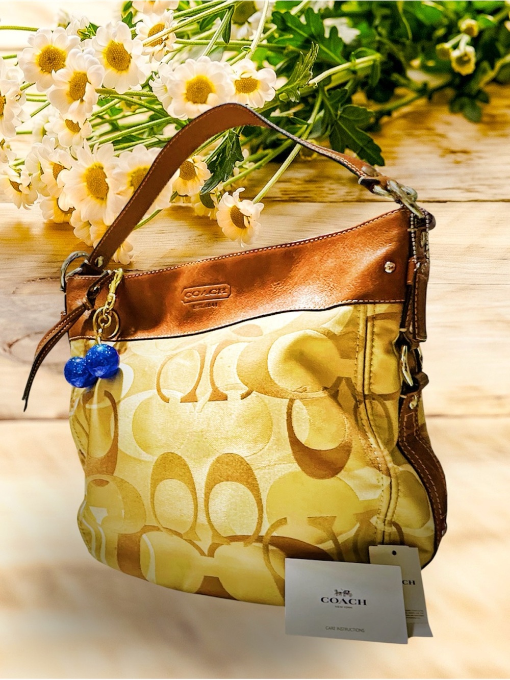 Vintage Coach soho Shoulder Bag Tan & Brown Signature Canvas - Picture 11 of 17